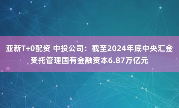亚新T+0配资 中投公司：截至2024年底中央汇金受托管理国有金融资本6.87万亿元