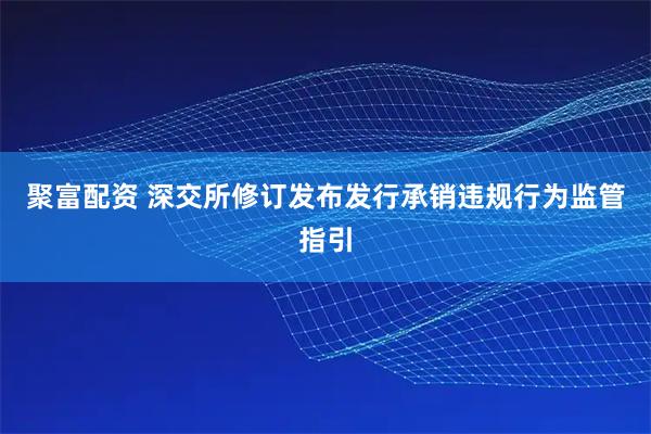 聚富配资 深交所修订发布发行承销违规行为监管指引