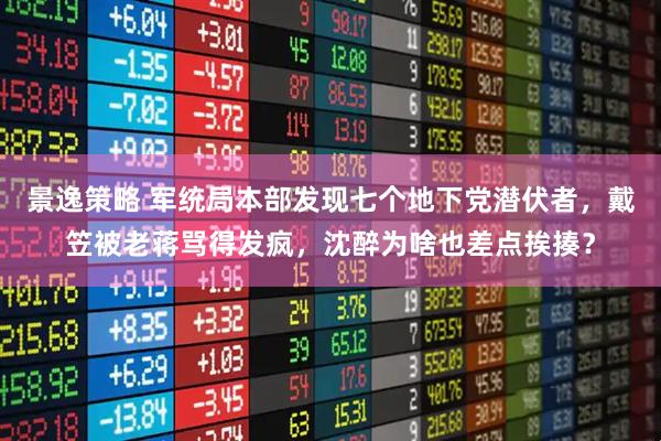 景逸策略 军统局本部发现七个地下党潜伏者，戴笠被老蒋骂得发疯，沈醉为啥也差点挨揍？